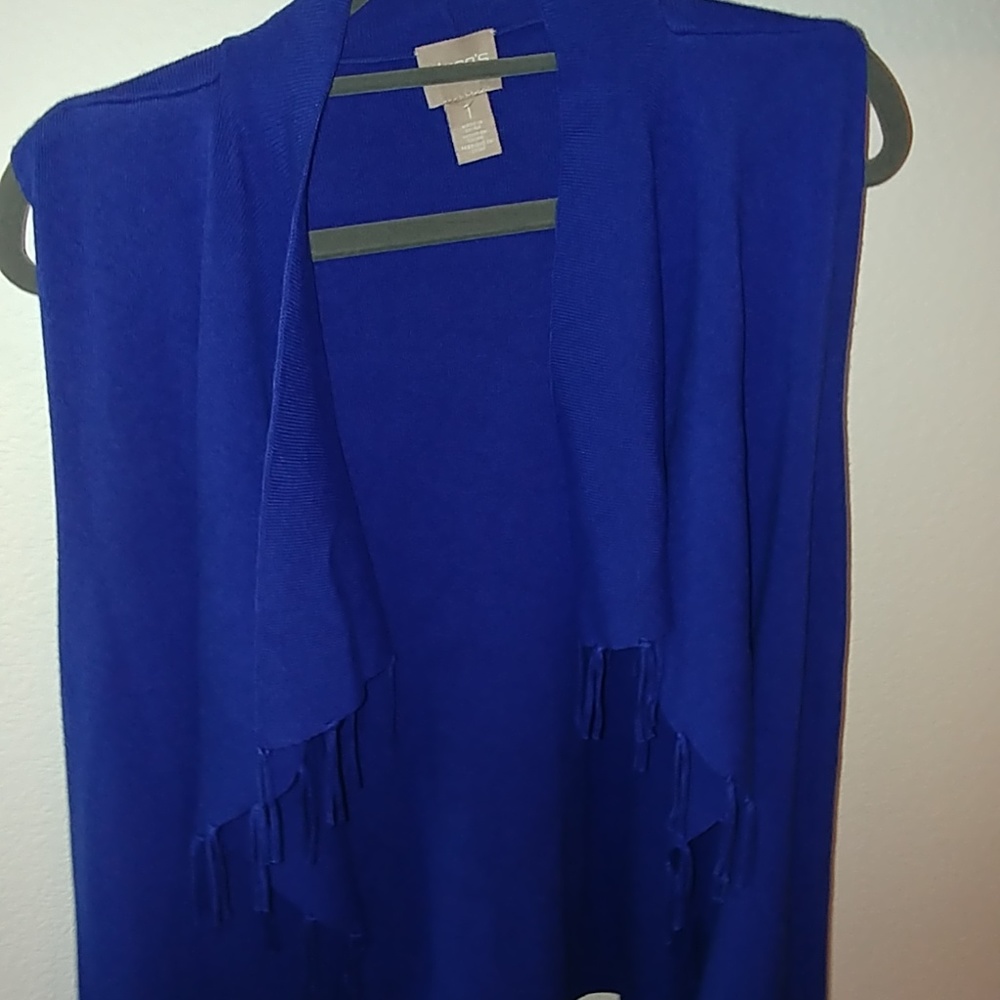 Chico's Blue Vest with Tassles